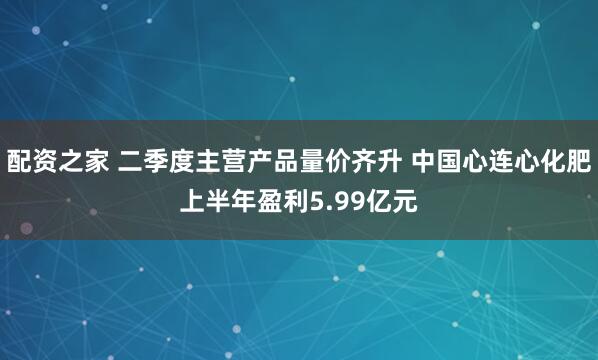 配资之家 二季度主营产品量价齐升 中国心连心化肥上半年盈利5.99亿元